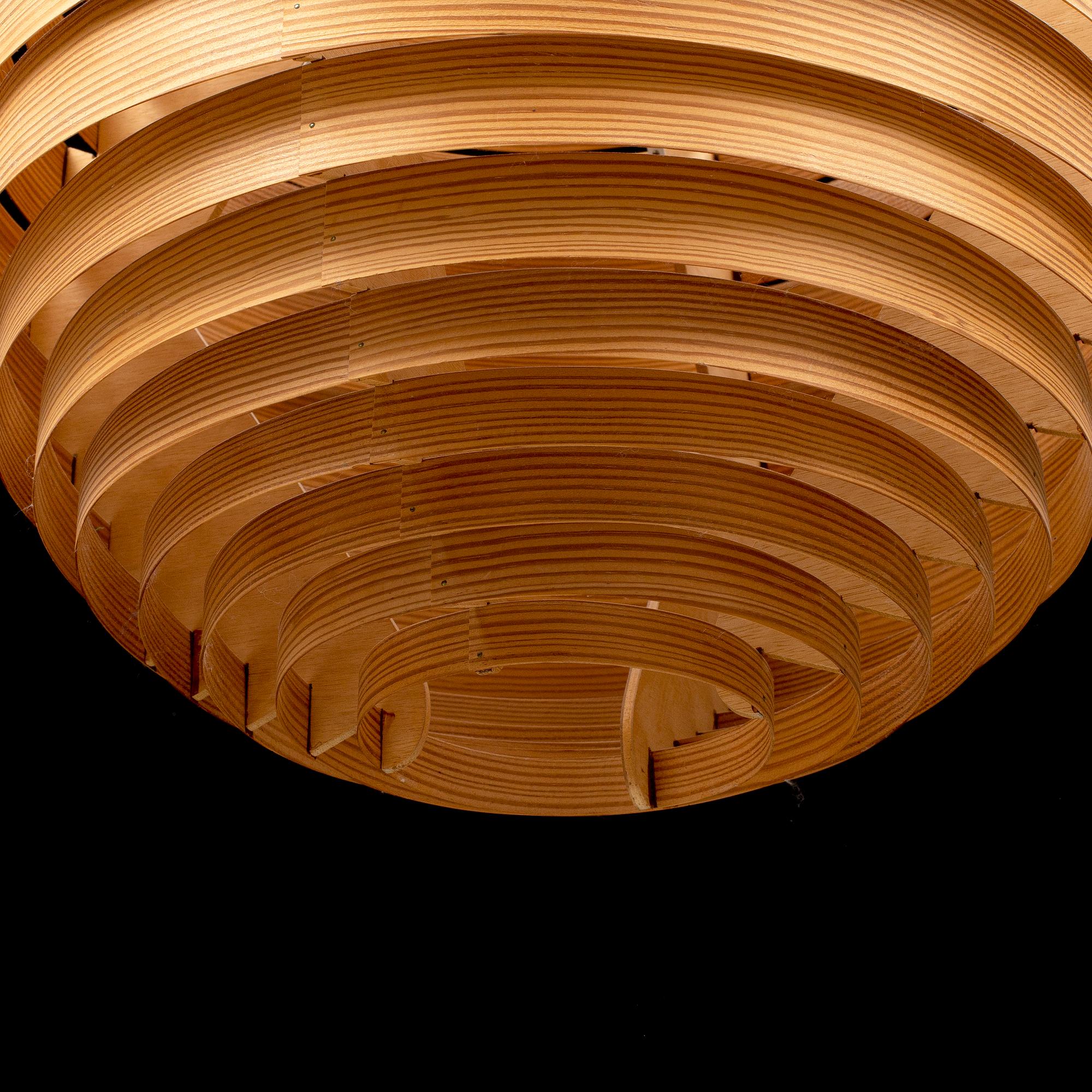HANS-AGNE JAKOBSSON, a pinewood ceiling lamp, from AB Ellysett Markaryd, second half of the 20th century.