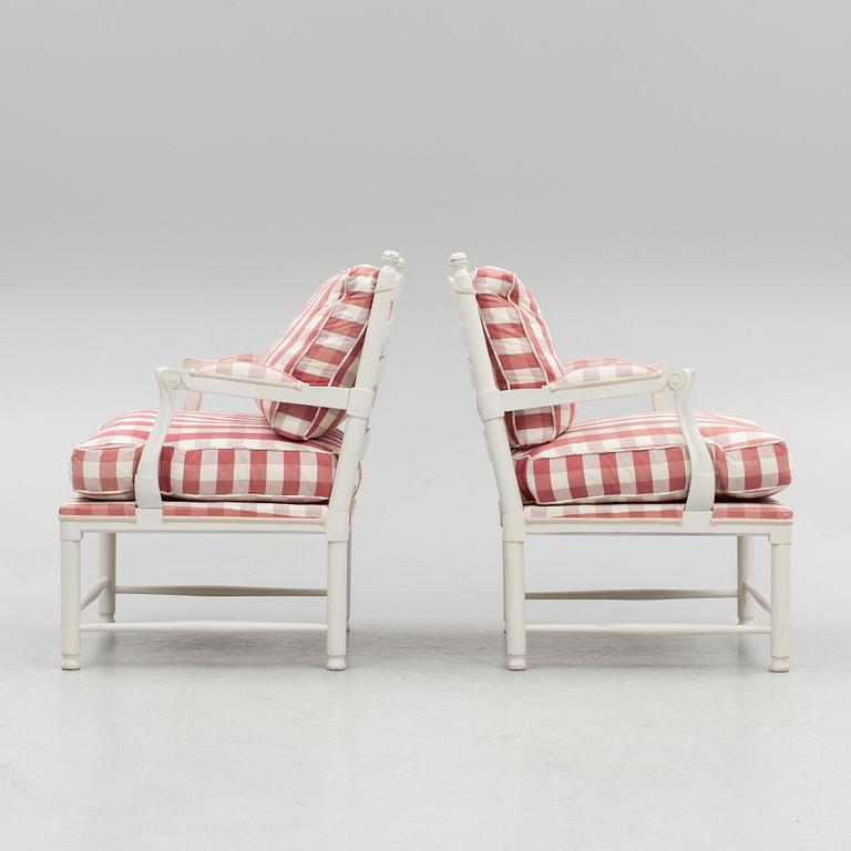 A pair of armchairs a pair, so-called Gripsholm chairs, Gustavian style, 20th century.