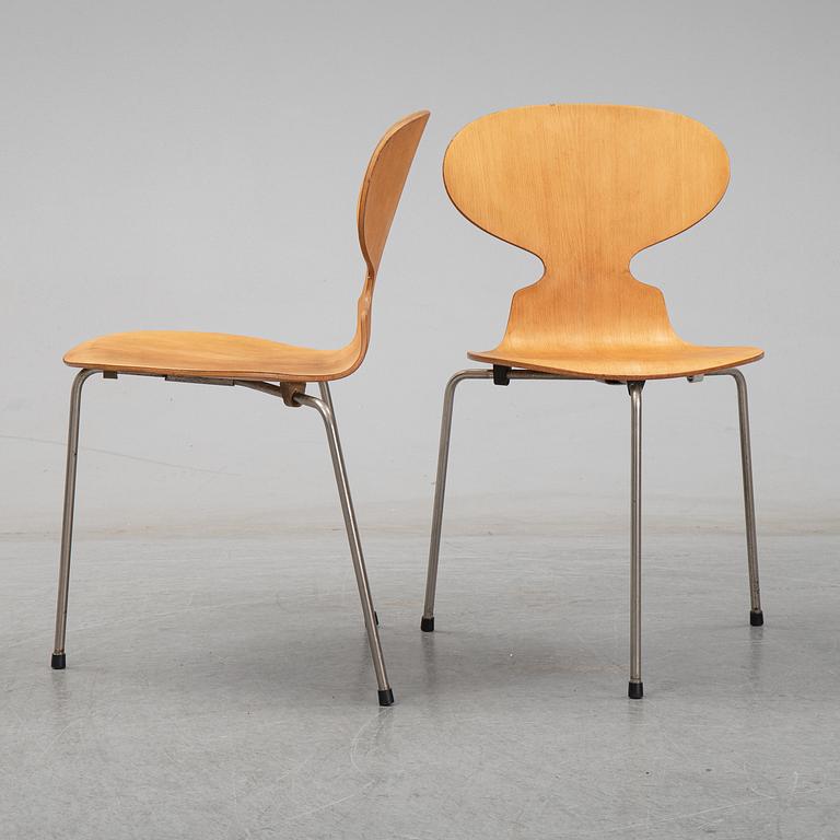 ARNE JACOBSEN, a pair of  'Ant' chairs from Fritz Hansen, Denmark, 1950s.