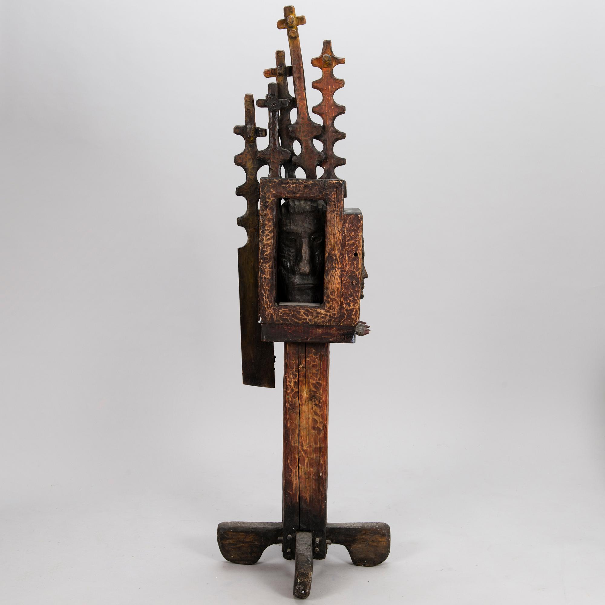 KOSTI AHONEN, sculpture, wood, signed and dated 1971.