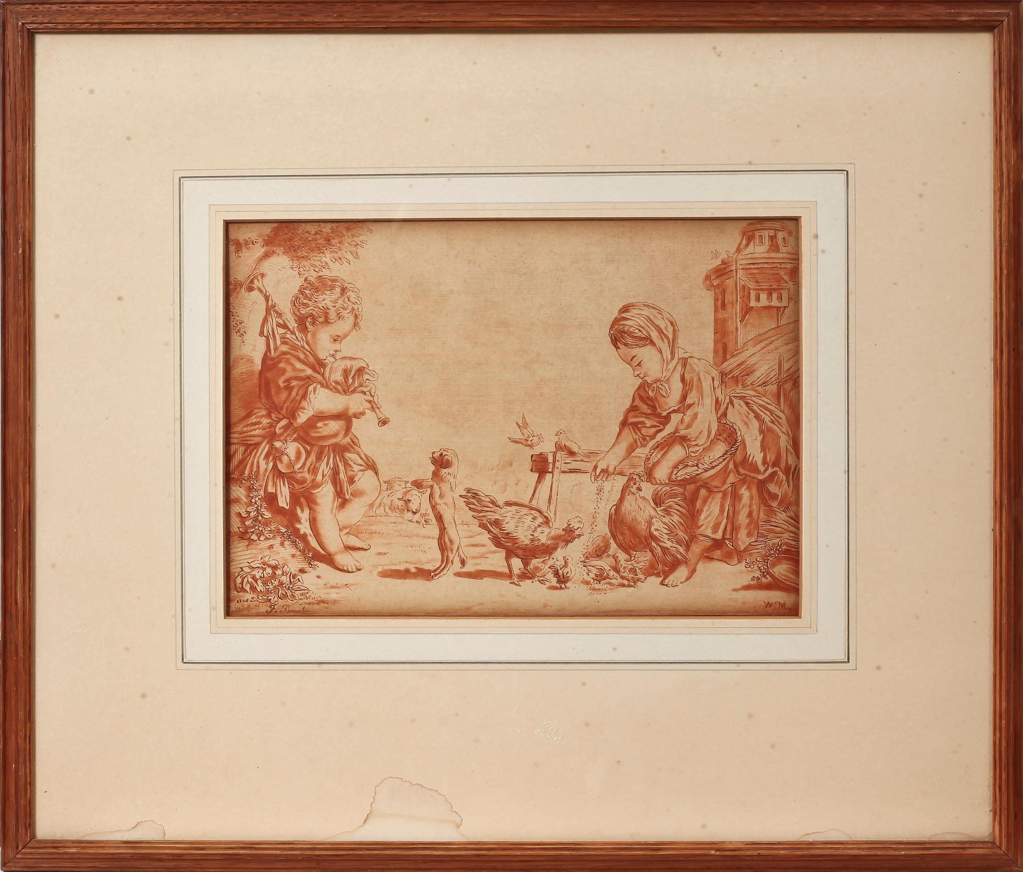 OKÄND KONSTNÄR, 2 st, teckningar, sign, 1800-tal.