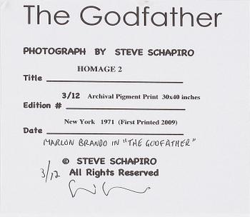 STEVE SCHAPIRO, fotografi, signerad och numrerad 3/12 á tergo.