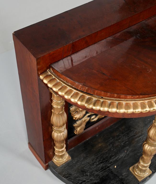 A Swedish Empire mirror and console table by P G Bylander, master 1804.