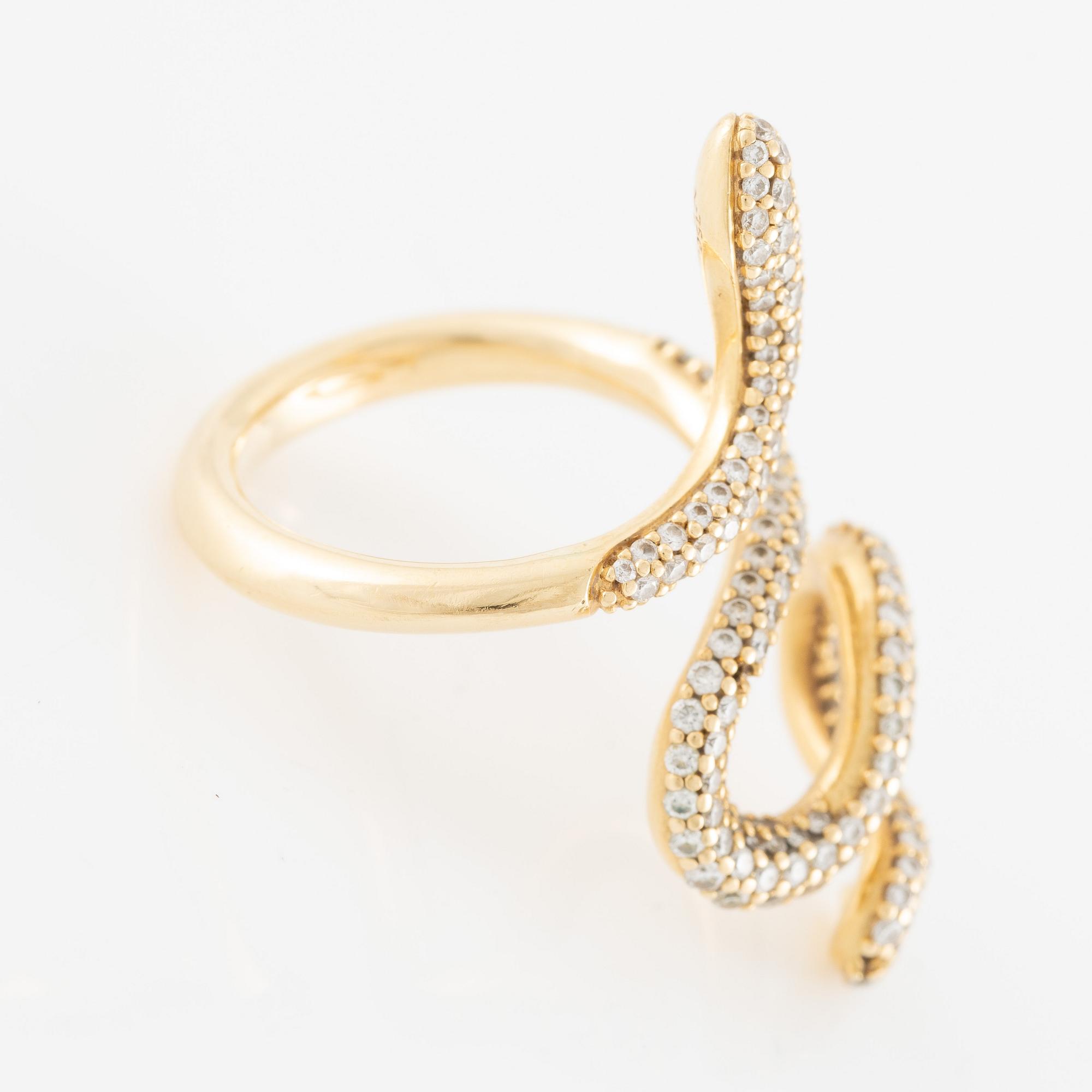 Ole Lynggaard, "Snakes ring" 18K gold with brilliant-cut diamonds.