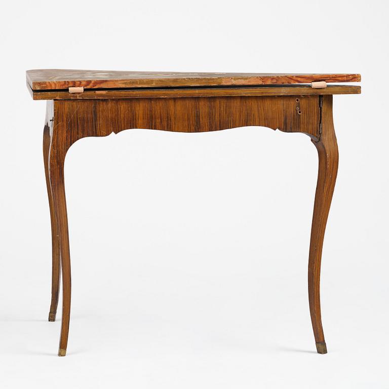 A faux-bois rococo cards table 'à l´hombre', Sweden, later part 18th century.