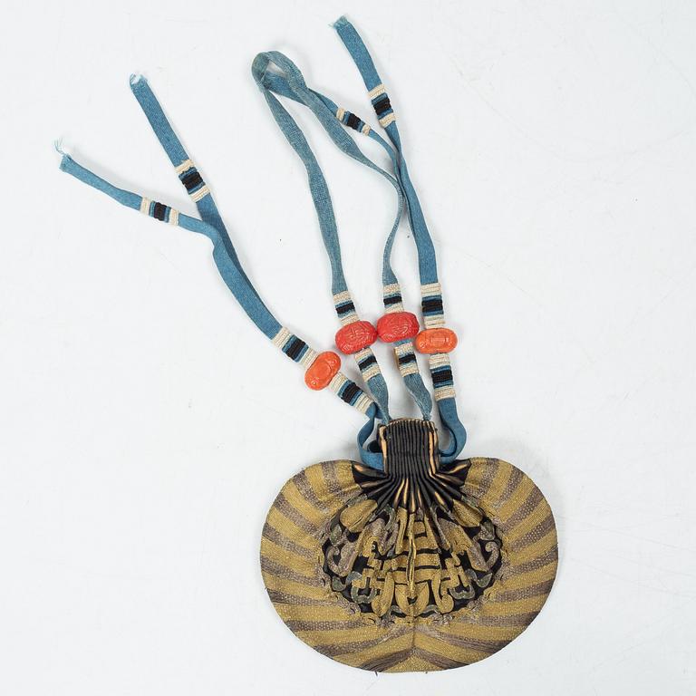 Two silk hebao purses, China, Qing dynasty, 19th century.