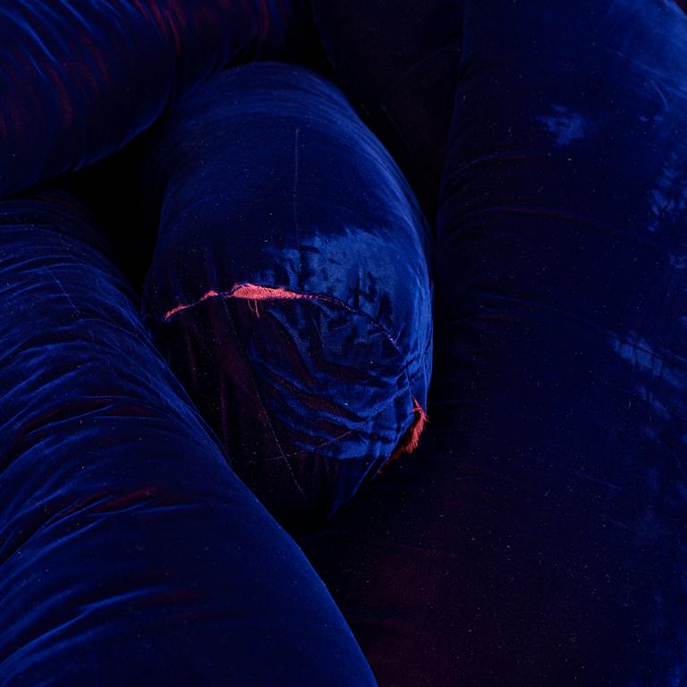 A Fernando & Humberto Campana blue purple velvet 'Boa Sofa', Edra, Italy, post 2002.