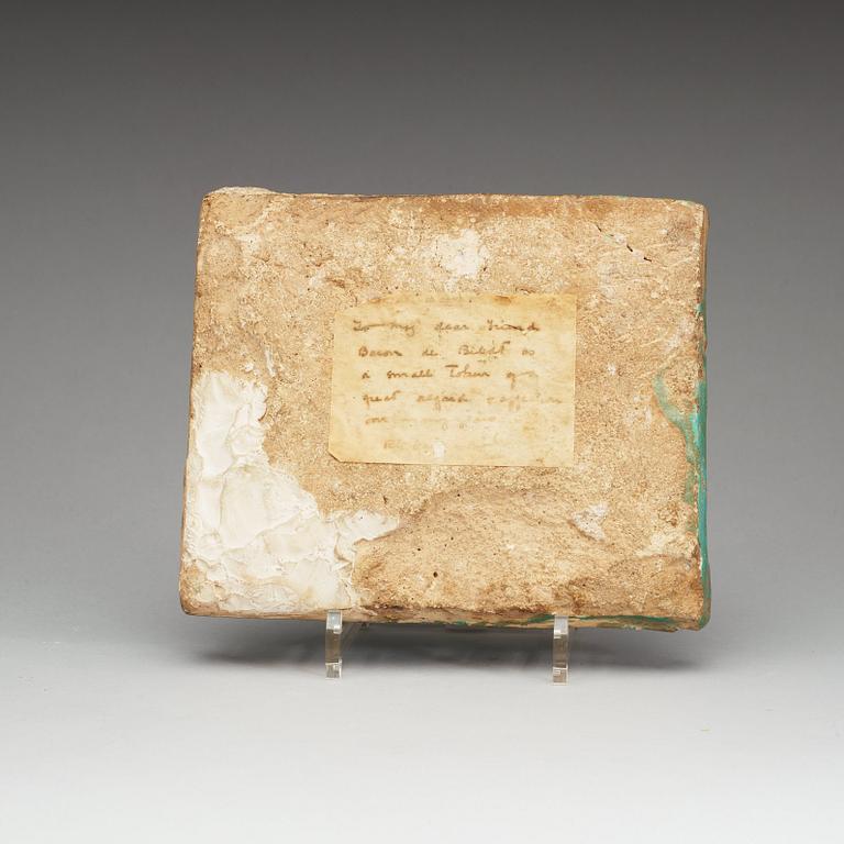 TILE. 20 x 23,5 cm. Probably Persia 13th century.