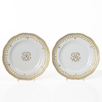 Royal Copenhagen, tallrikar, 6 stycken, Hausmalerei, Royal Copenhagen, Danmark.