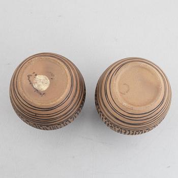 Lisa Larson, vaser, ett par och skålar, ett par, "Granada", Gustavsberg.