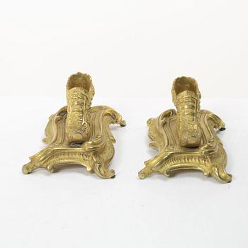Table ornaments in the form of shoes, a pair, fire-gilt bronze, probably France, 19th century.