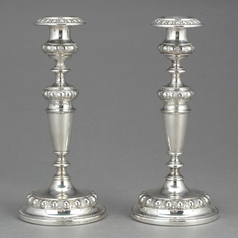LJUSSTAKAR, nysilver, WMF, omkring sekelskiftet 1900.