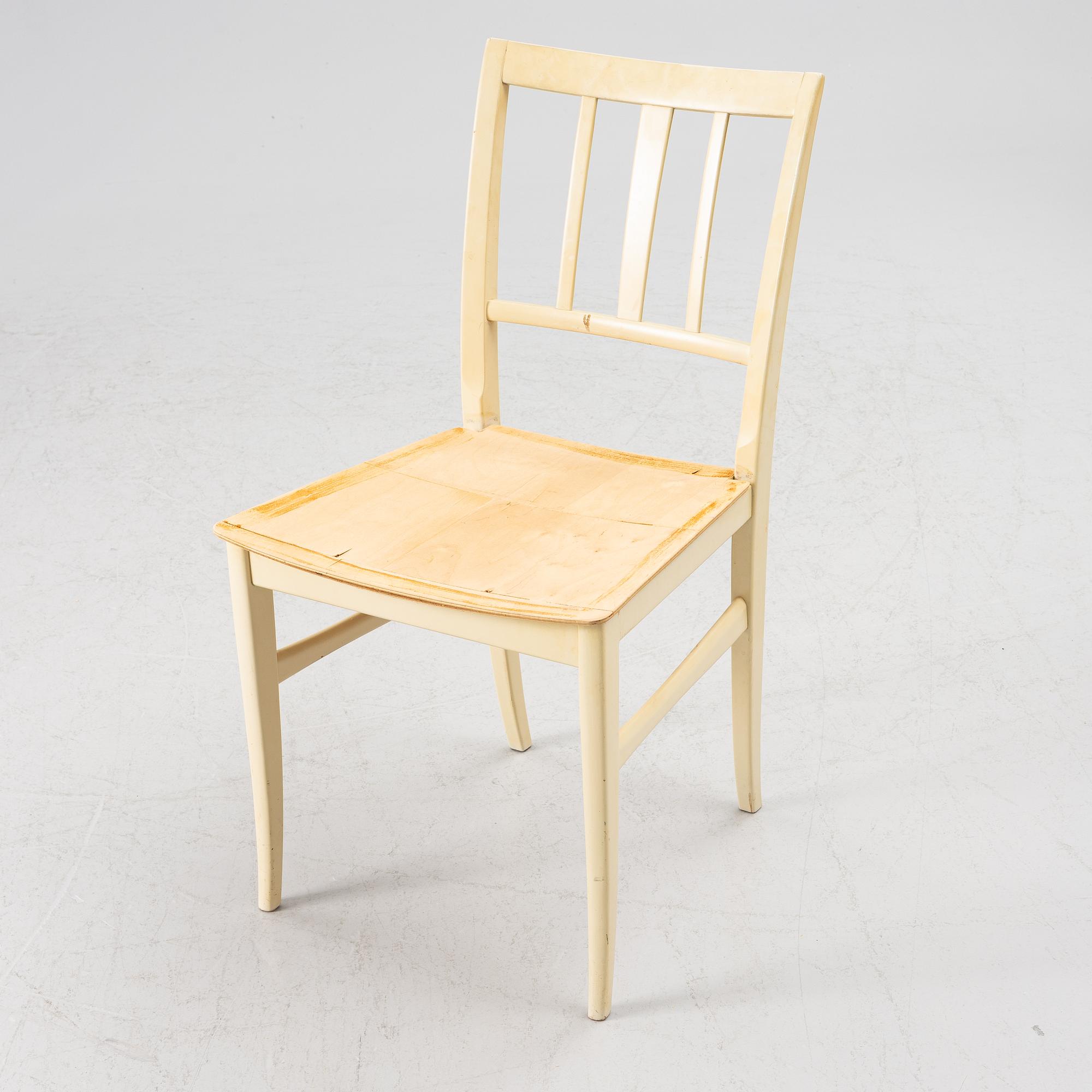 Carl Malmsten, a dining table with six chairs, end of the 20th century.