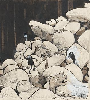 639. John Bauer, Trolls amongst the stones.