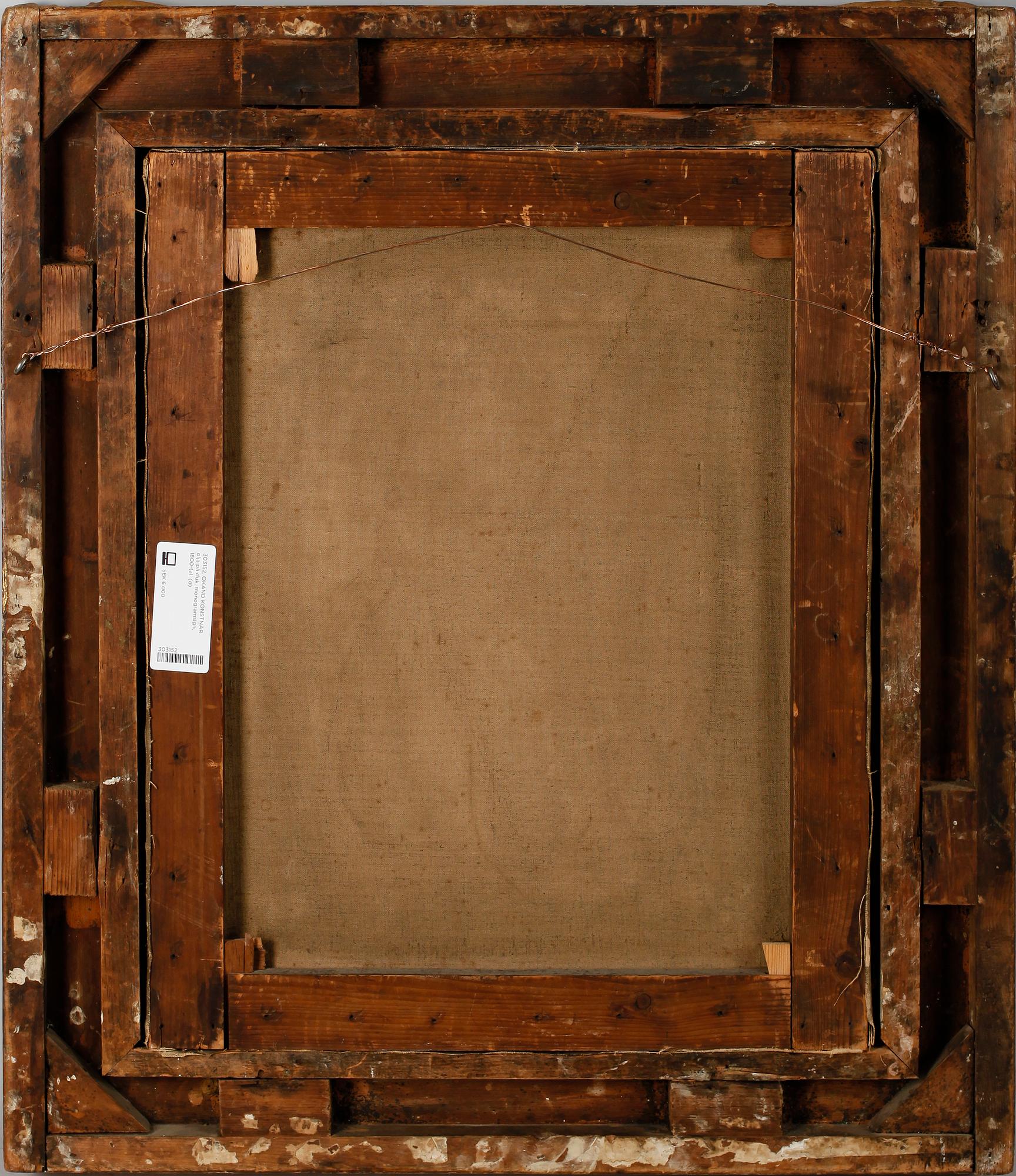 OKÄND KONSTNÄR. olja på duk, monogramsign, 1800-tal.
