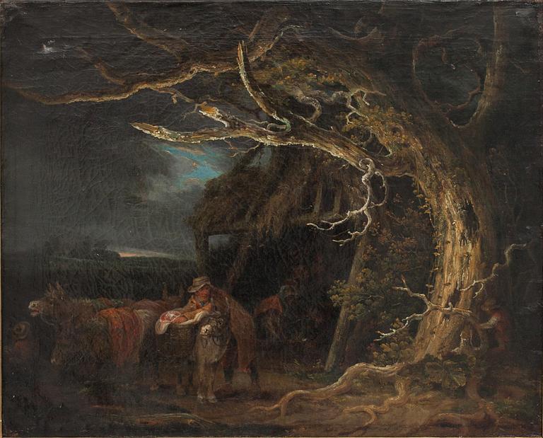 GEORGE MORLAND, hans art, olja på duk, sekelskiftet 1700/1800.