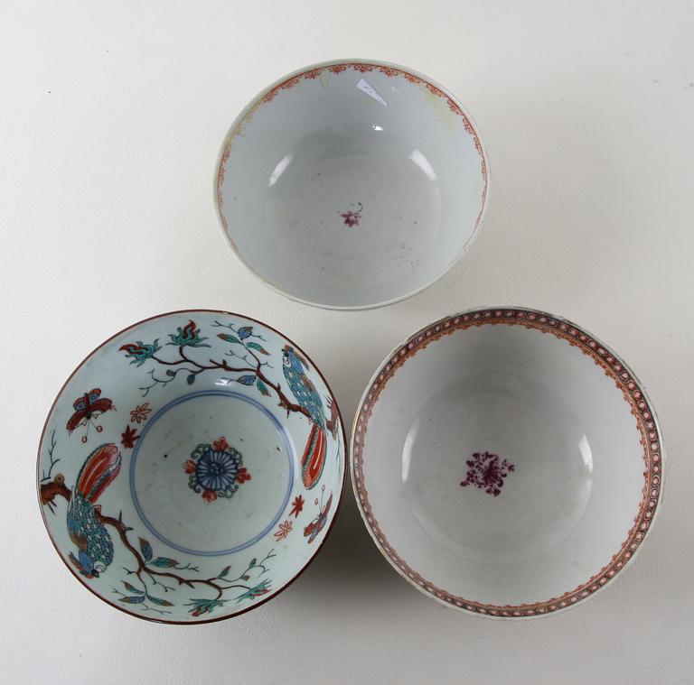 SKÅLAR, 3 st, porslin, Kina 17-1800-tal.