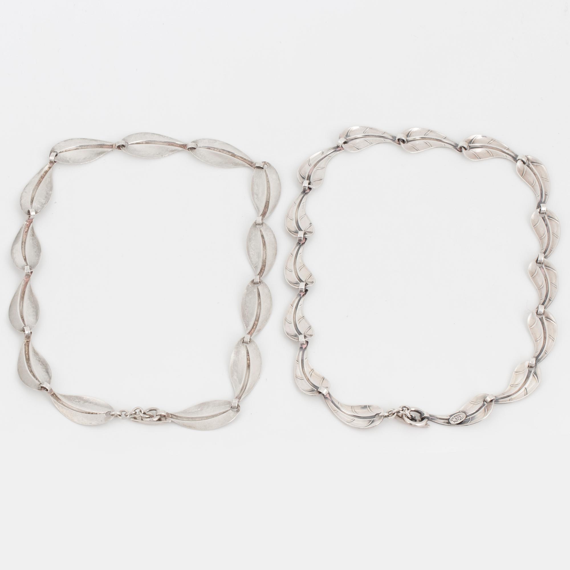 HERMANN SIERSBOL, two 20th century silver necklaces, Denmark.