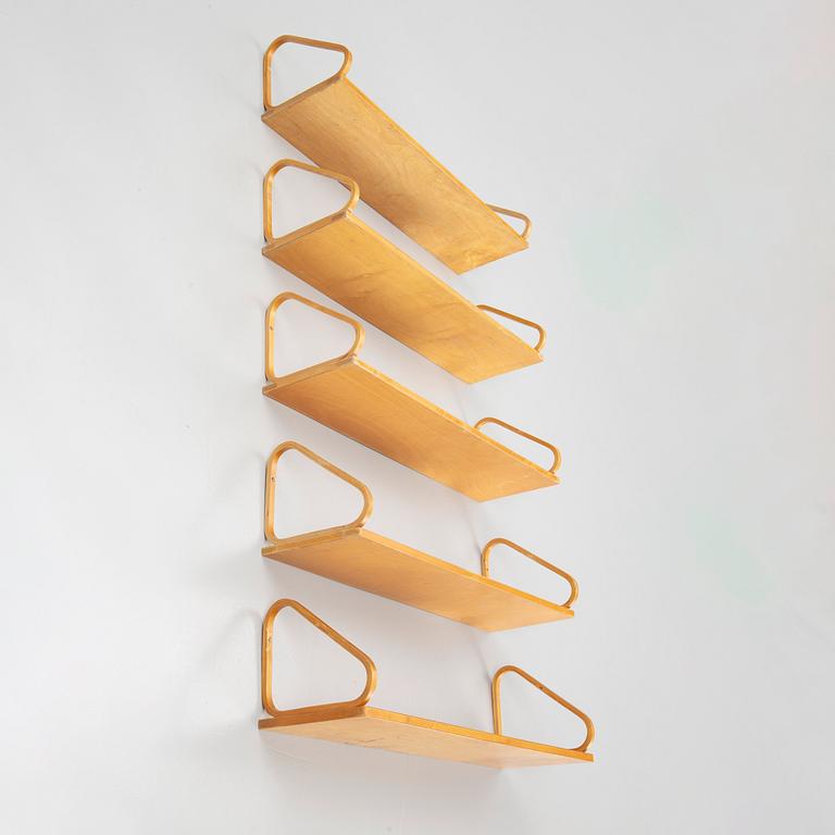 Alvar Aalto, shelves, 5 pcs, model 112, Ernst Sundh's Honorary Award, Artek, 1950s.