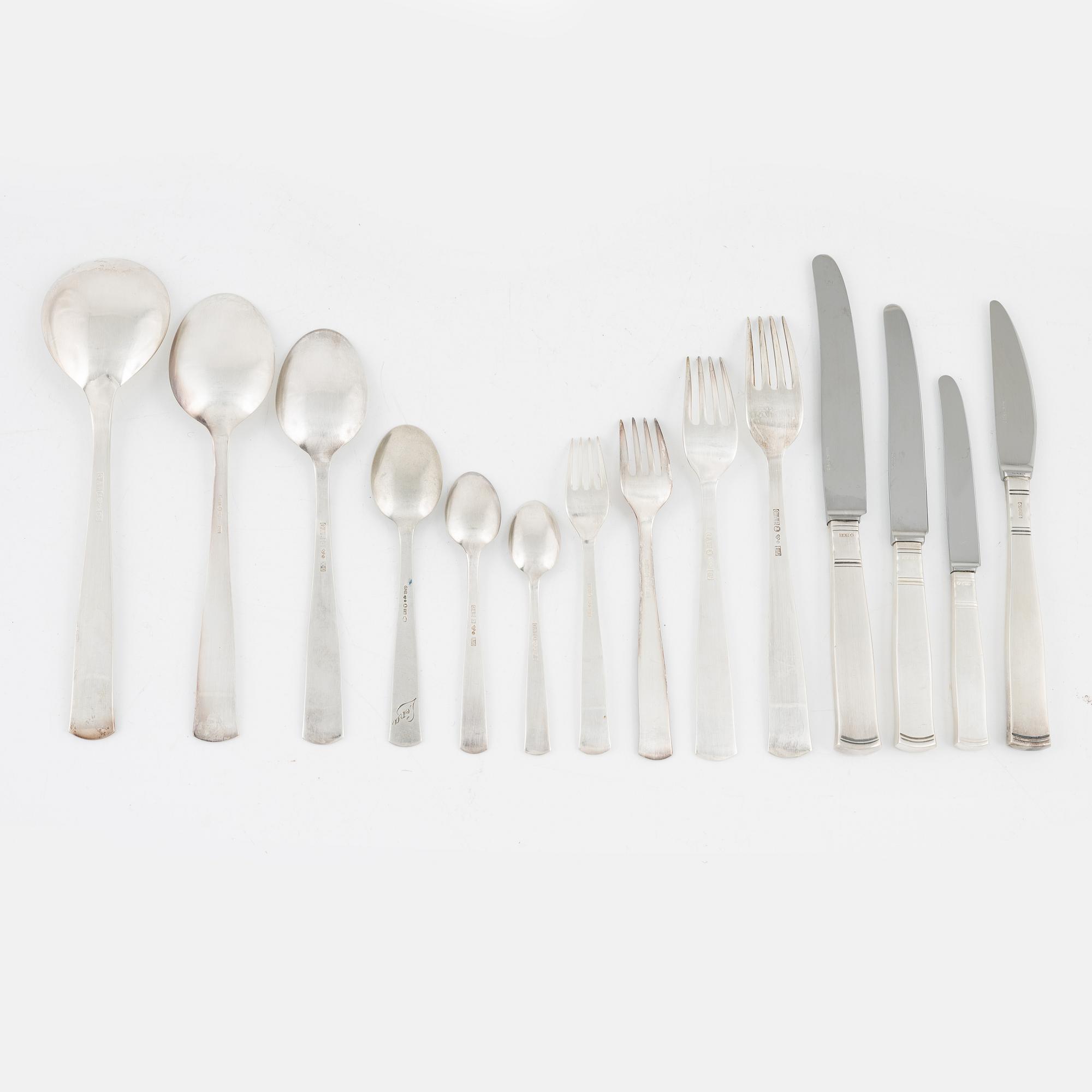 Jacob Ängman, bestickservis, 129 delar, "Rosenholm", bl.a. GAB, Stockholm, 1960.