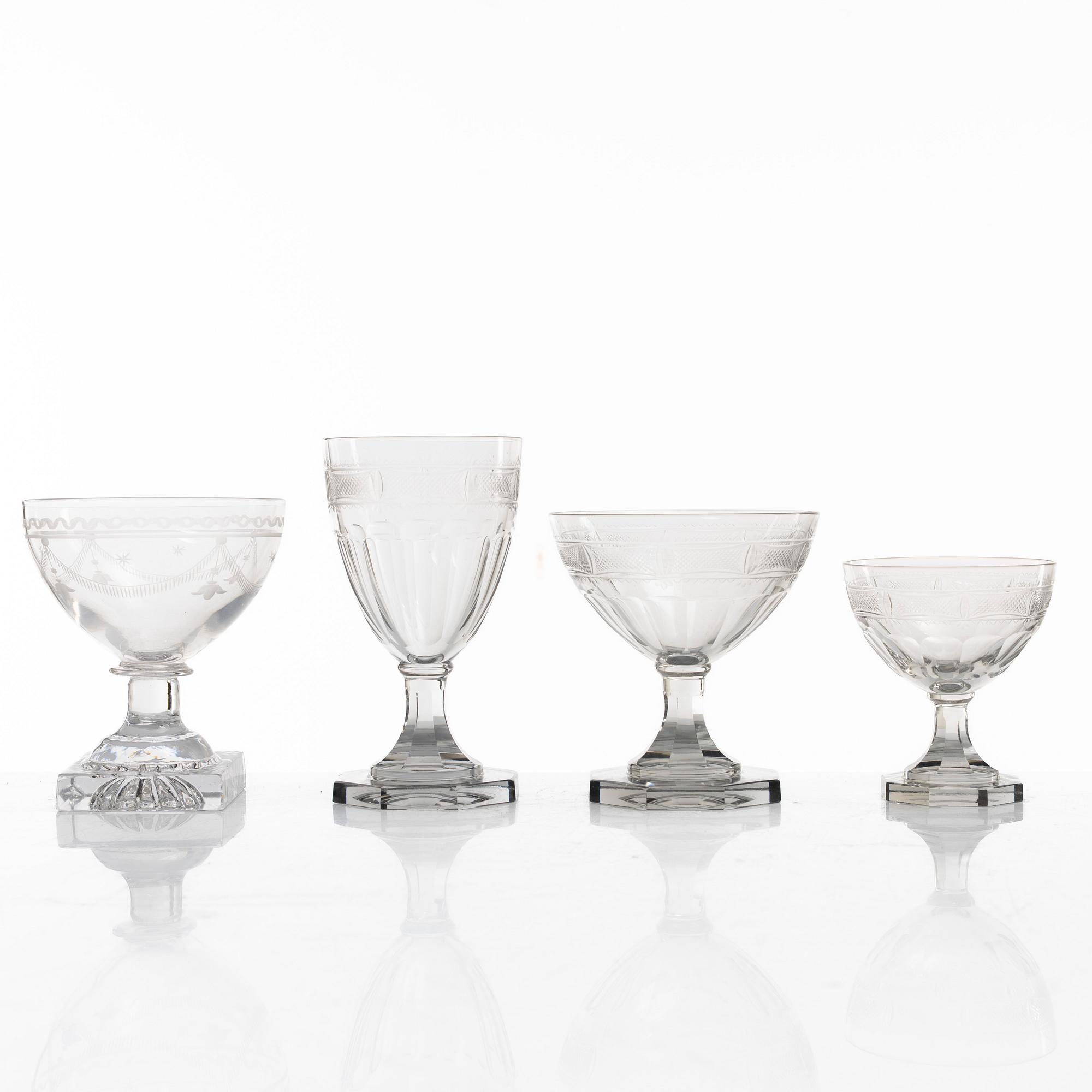 A matched set of glasses, Sweden, ciraca 1900.