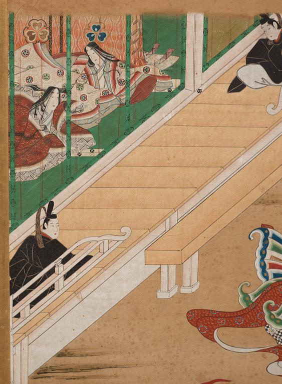 A Japanese six fold screen, Edo period (1603-1868).