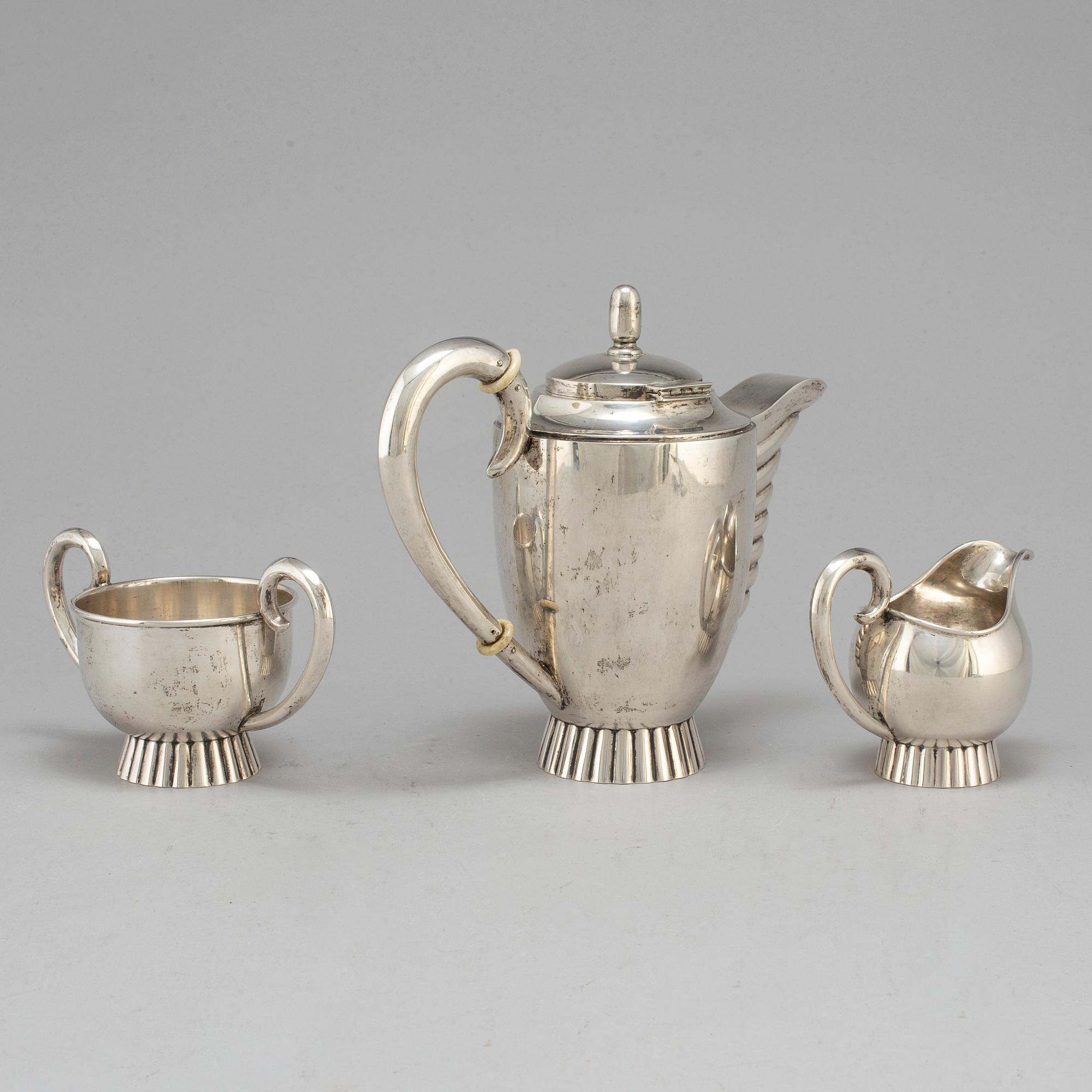 A four piece 20th century Art Deco silver coffee service.