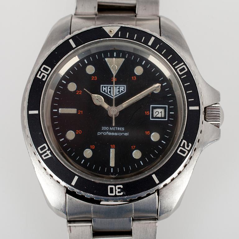 ARMBANDSUR, herr. Heuer 844 Monnin automatisk 200m professional 1979/80. Stål.