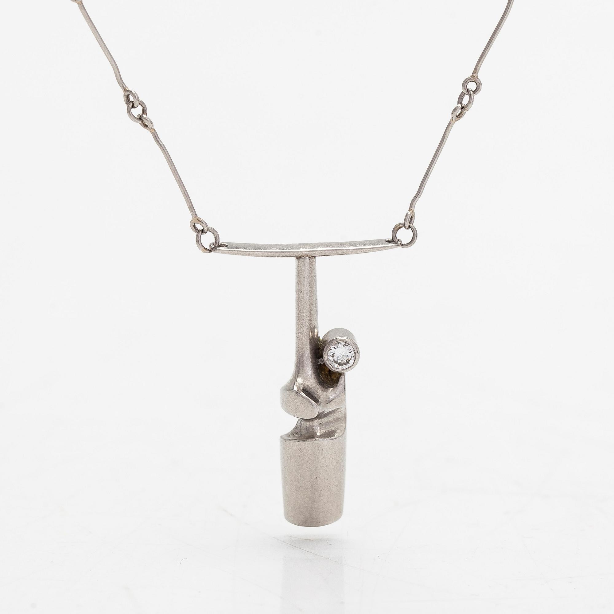 Björn Weckström, Halsband "Nessos", platina och diamant ca 0.10 ct. Lapponia 1982.