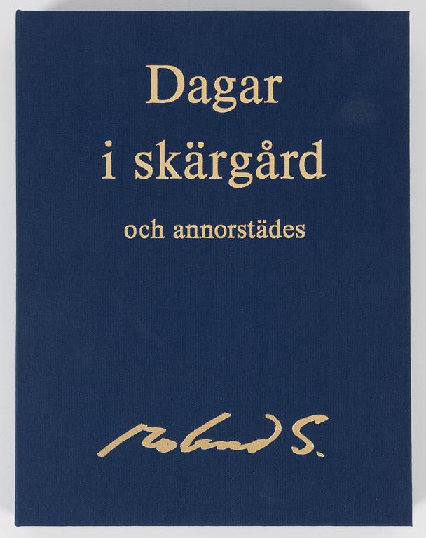Roland Svensson, kasett med 4 färglitografier, signerade 166/400 samt fyra dagböcker i faksimil, 1990.