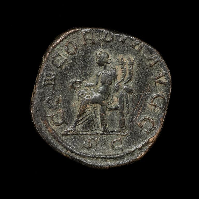 ANTIKT MYNT. Rom. Kejsardömet. Otacilia Severa (g.m. Philip I). Sestertie. Brons 20,32 g.