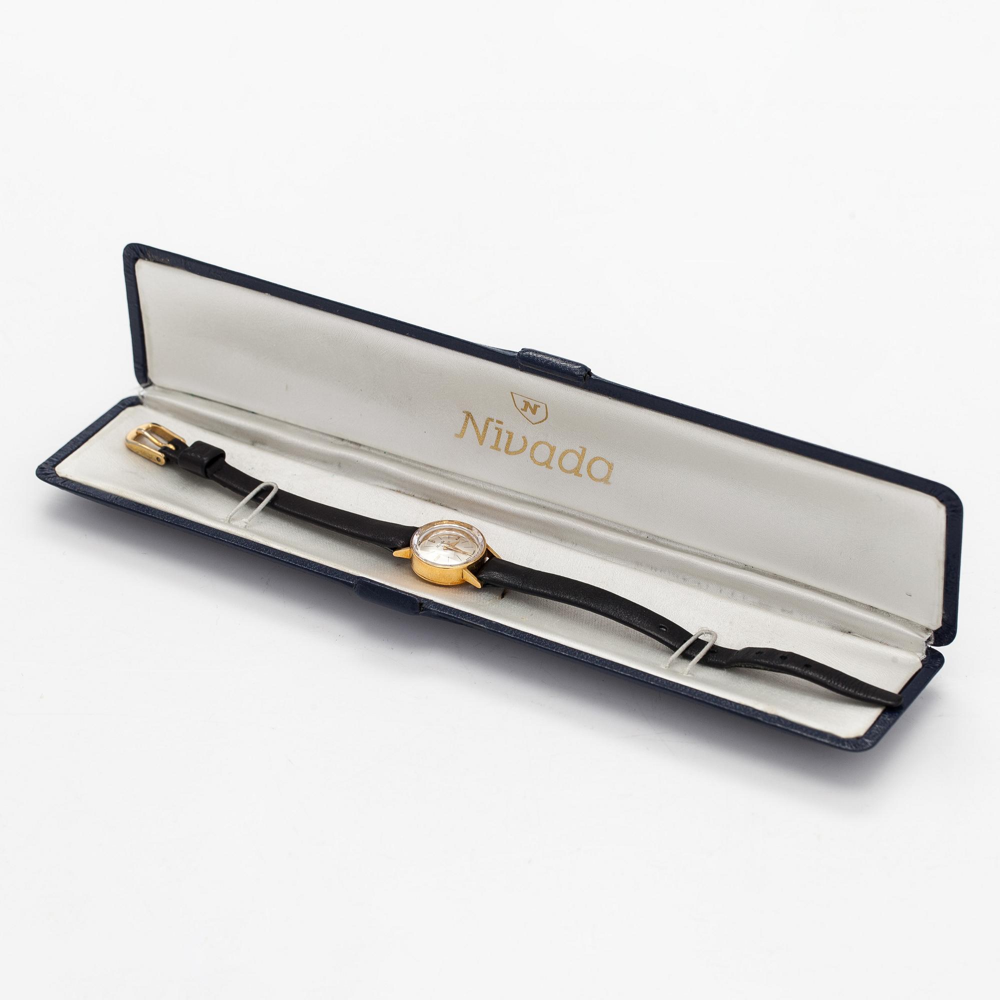 Nivada, wristwatch, 18K gold, manual winding.