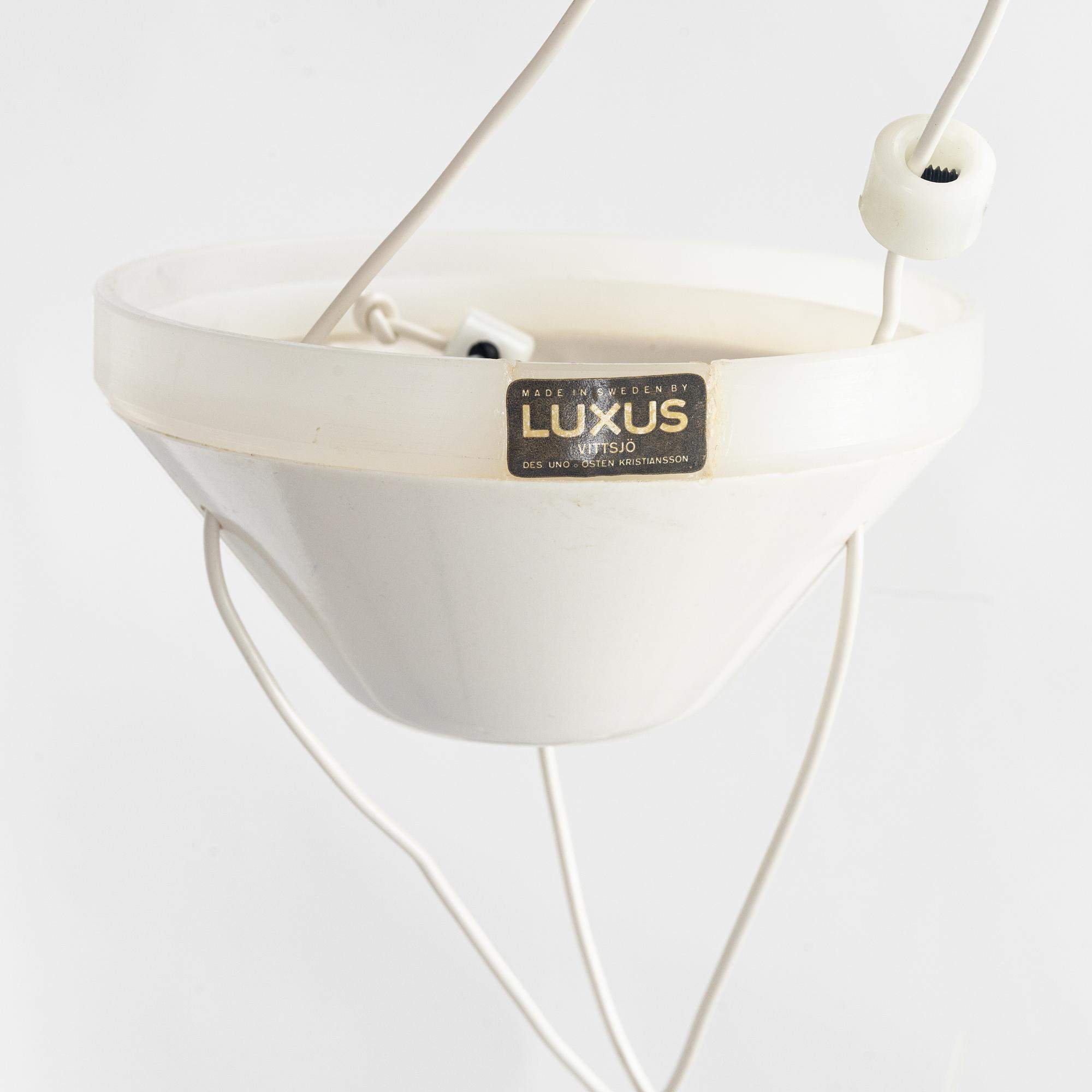 Uno & Östen Kristiansson, taklampa, "Ufo", modell 565, Luxus, Vittsjö, 1960-tal.