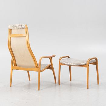 Yngve Ekström, an oak 'Lamino' easy chair with foot stool  for Swedese,