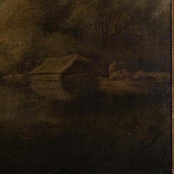 Salomon van Ruysdael, River landscape with fishermen, figures and boats.