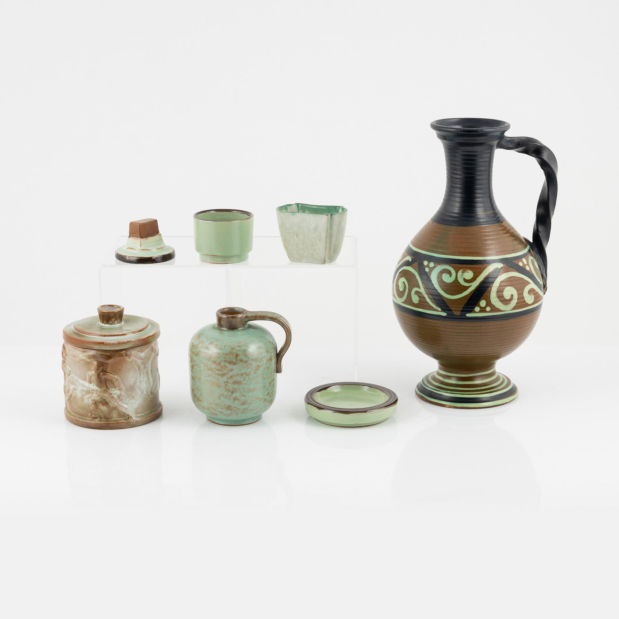 Upsala Ekeby, keramik, 7 delar, 1900-talets mitt.