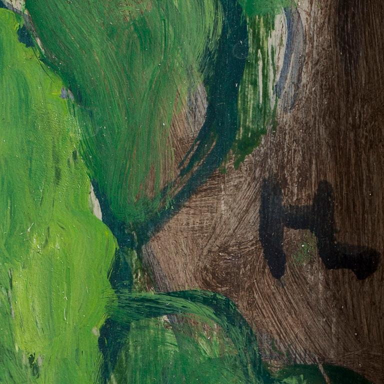 HILDING LINNQVIST, olja på pannå, monogramsignerad.