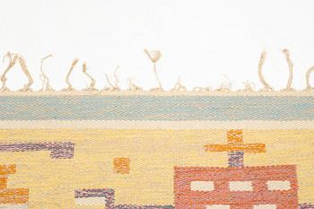Agda Österberg, a carpet, flat weave, ca 303 x 194 cm, an embroidered signature at the back.