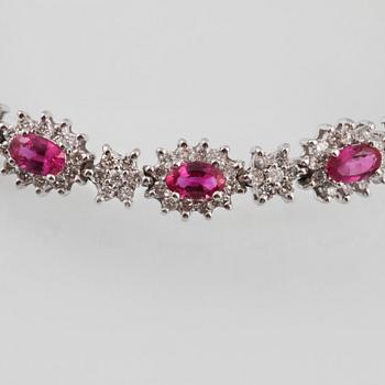 ARMBAND, 18K vitguld med rosa safirer samt briljantslipade diamanter, Effy Jewelry. Vikt 19,2 gram.