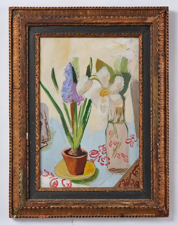 Isaac Grünewald, Flower still life with blue hyacinth.