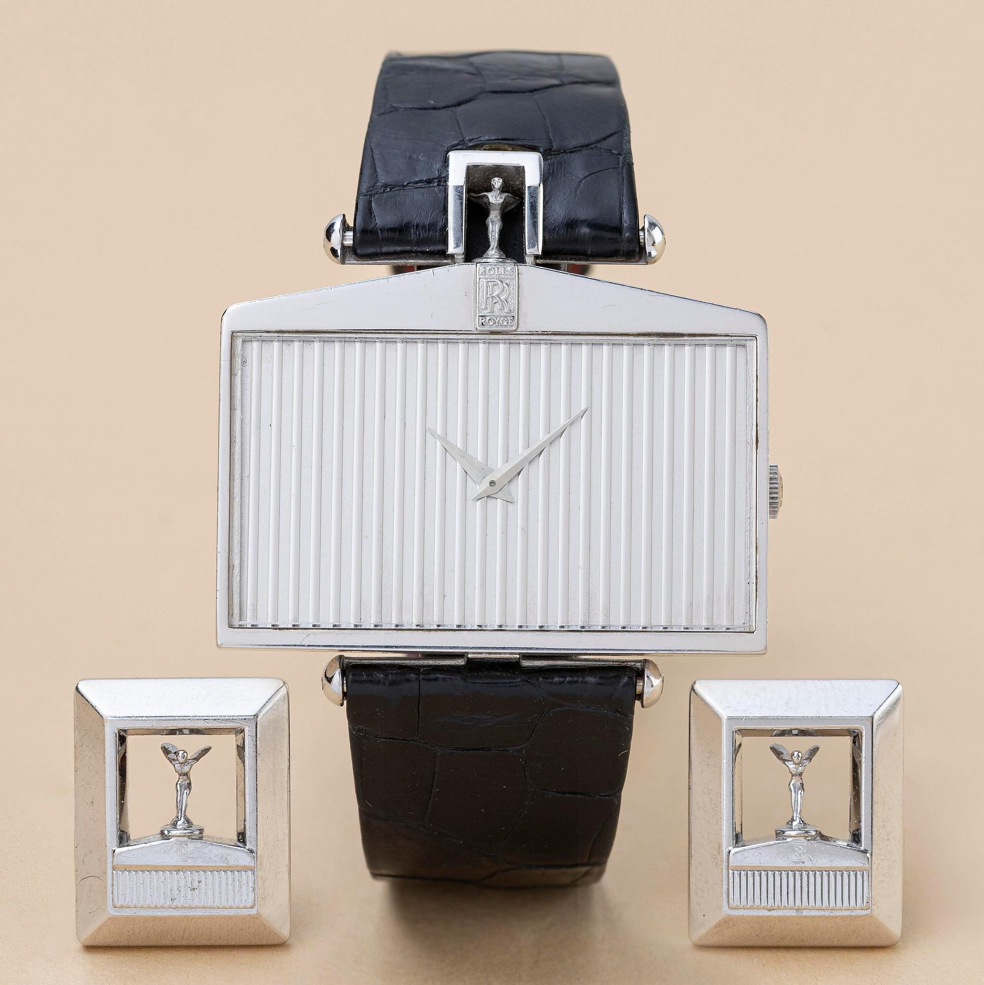 Corum, Spirit of Ecstasy, "Rolls Royce", "Radiator Watch & Cufflinks", "Jumbo", ca 1975.