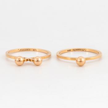 THERESIA HVORSLEV, ringar, 2 st, 18K guld.