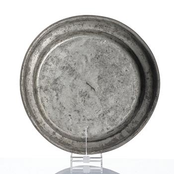 Wine cooler with underplate, probably Germany, 19th century, and platter, Sweden, 18th century. Baroque style.
