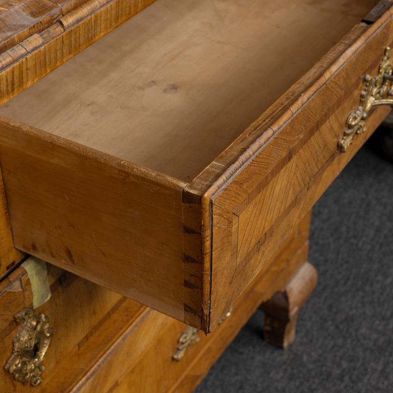 An oak veneered cabinet, mid 18th Century.