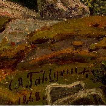 CARL AUGUST FAHLGREN, olja på pannå, signerad och daterad 1868.