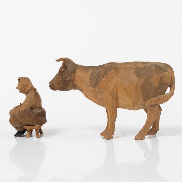 Axel Petersson Döderhultarn, Milkmaid and cow.