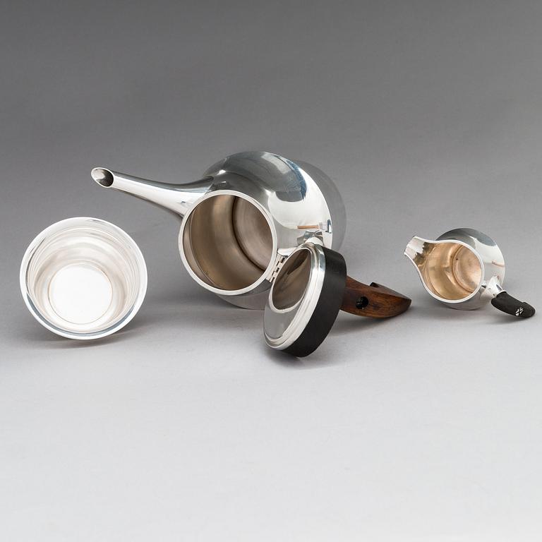 Tapio Wirkkala, Kaffeservis, 3 delar,  TW176, silver, stämpelsignerade TW, Kultakeskus, Tavastehus 1965.