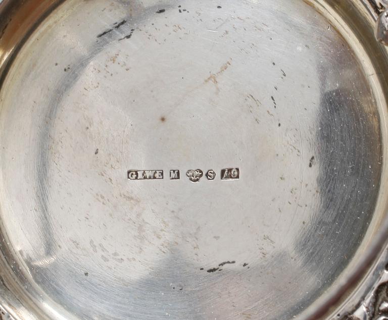 PARTI SILVER, 13 delar, bl.a Lars Larsson, Göteborg, 1849. Total vikt ca 630 gram.