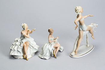 FIGURINER, 3 st, porslin, Schaubach och Wallendorf.