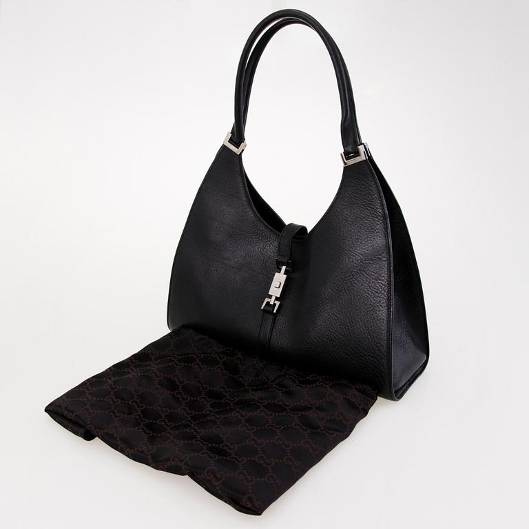 GUCCI Black Leather Jackie O Bag.